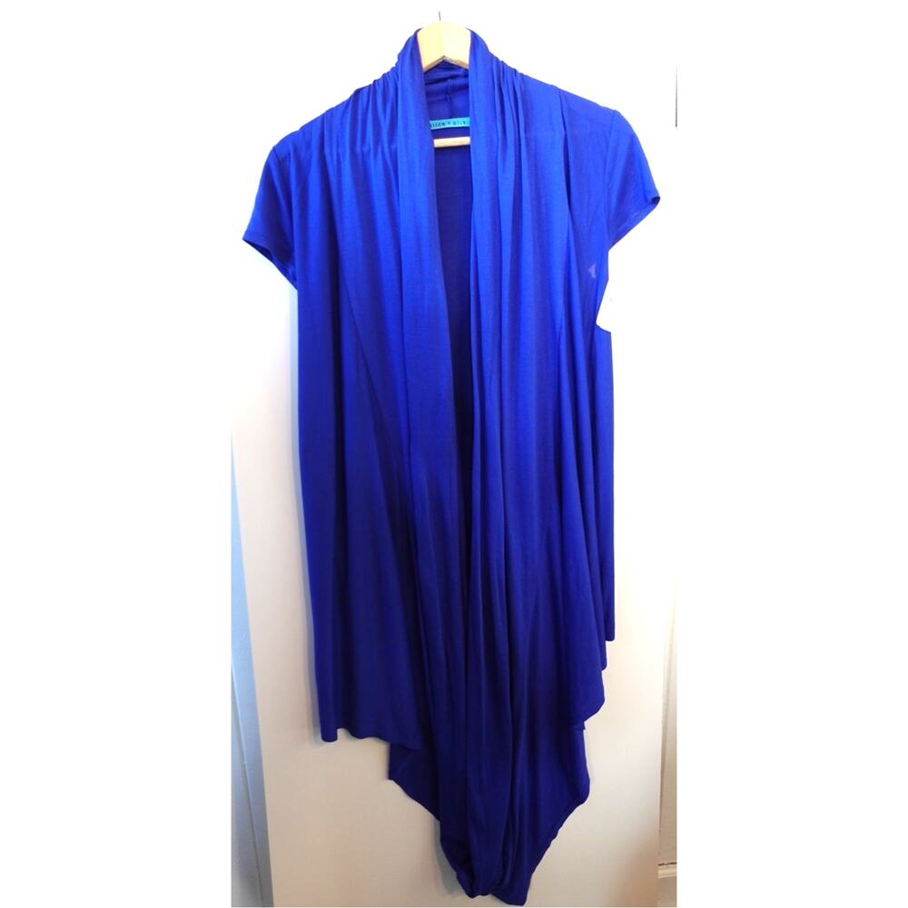 Alice +‎ Olivia Cardigan Womens XS Royal Blue Rayon Draped Layering Wrap Top NWT